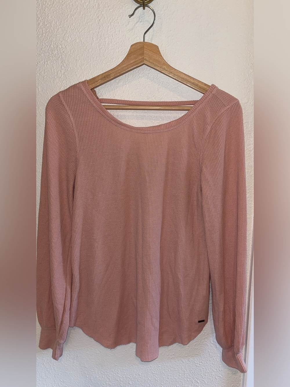 Hollister Long Sleeve Waffle Knit Top - Dusty Rose Pink